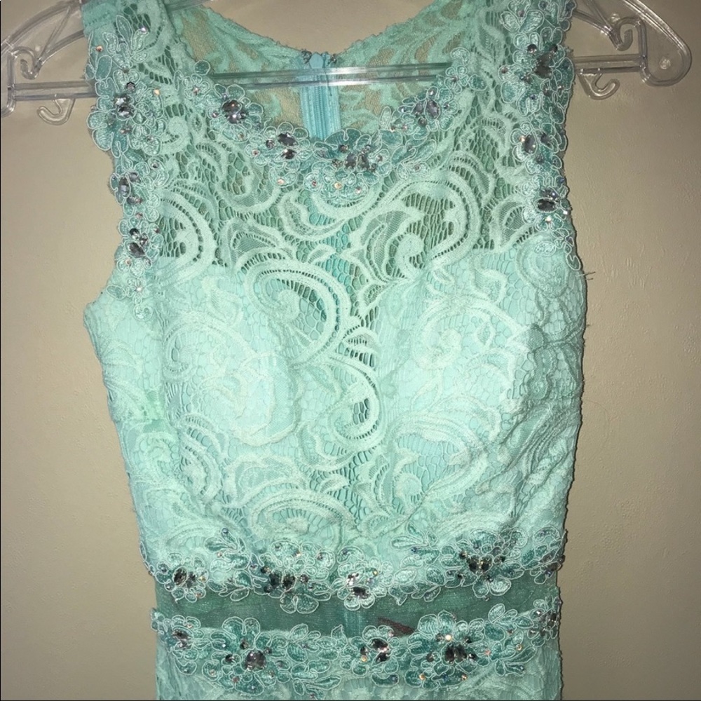 Mint Lace Prom Dress